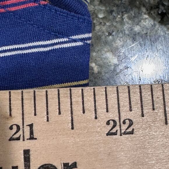 Cutter Buck Polo Shirt Mens M Striped 100% Mercerized Cotton Blue Pink Yellow - Picture 5 of 8